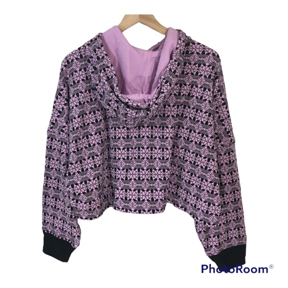 ADIDAS Trefoil All Over Print Hoodie Size XS Berry/Black. Excellent Condition - Picture 2 of 5